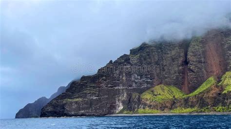 Green Coastal Cliffs, Beaches, and Ocean of Kauai Hawaii Stock Image - Image of beach, water ...