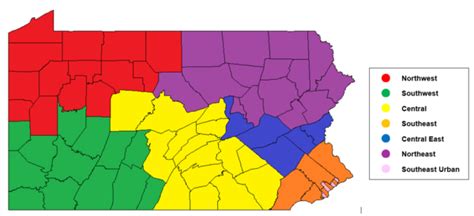 A map of the regions in PA (as of 2024)