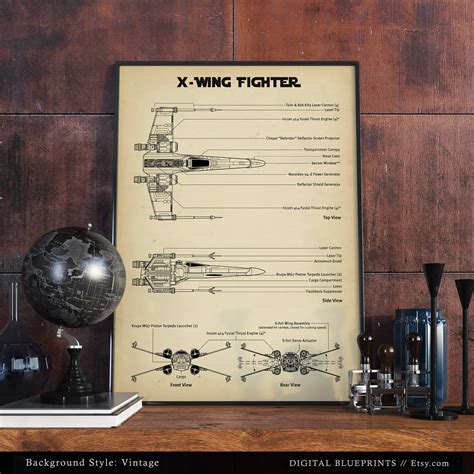 X-Wing Fighter Schematic Diagram Digital Download Blueprint | Etsy