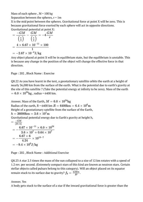 NCERT Solutions for Class 11 Physics Chapter 7 Gravitation (PDF)