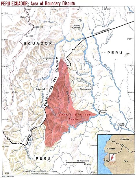 Peru-Ecuador (Area of Boundary Dispute Map)