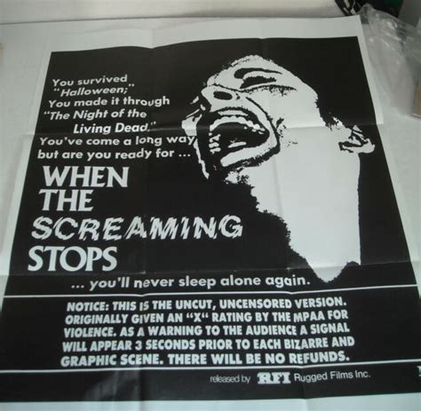 WHEN the SCREAMING STOPS 25.5 x 28.5 PROMO MOVIE POSTER early SLASHER ...