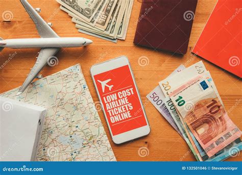 Low Cost Airline Tickets Online Mobile App Stock Photo - Image of airplane, application: 132501046