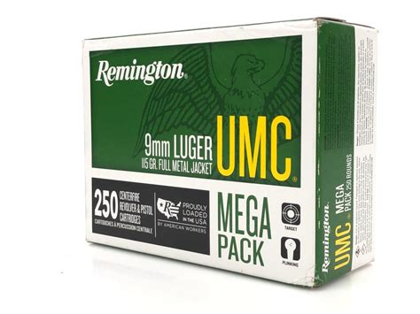 Lot - 250 ROUNDS REMINGTON UMC 9MM LUGER 115 GRAIN FMJ AMMO