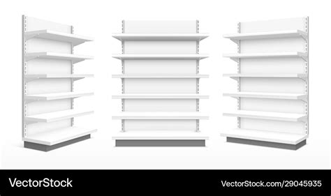 3d realistic supermarket product display shelves Vector Image