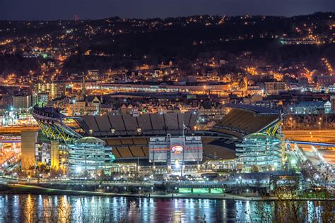 Dave DiCello Photography | Heinz Field | Heinz Field at night from Mt. Washington HDR