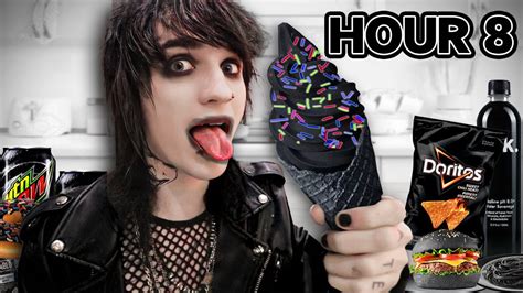 Emo Only Eats BLACK FOODS For 24 HOURS! - YouTube