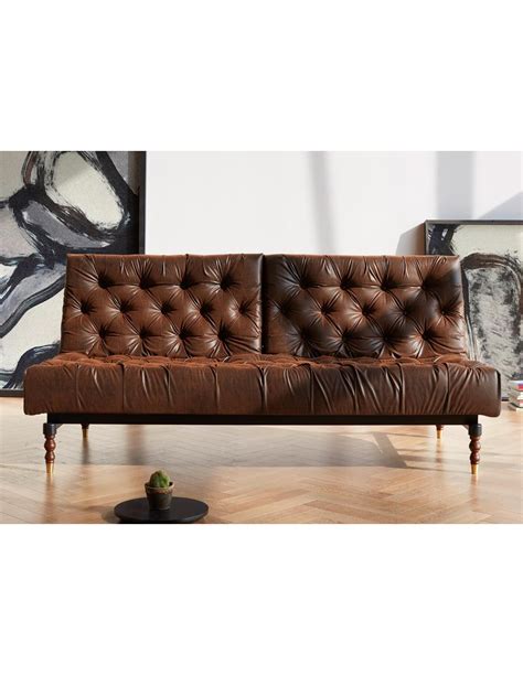 Canapé vintage en simili cuir marron Chesterfield chez Ksl living