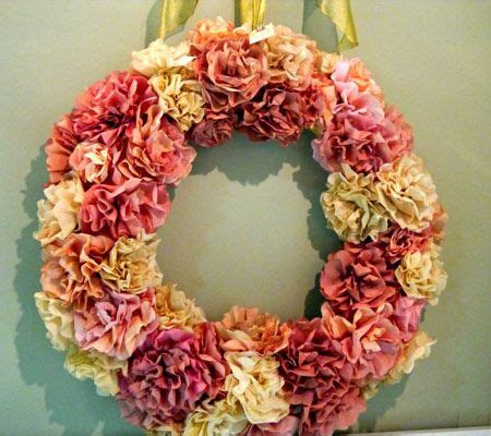 Autumn Wreath made with coffee filters Coffee Filter Roses, Coffee Filter Wreath, Coffee Filter ...