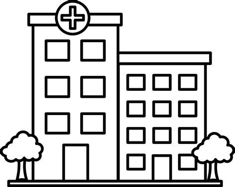 Illustration of Hospital Building Icon In Black Line Art. 24335043 Vector Art at Vecteezy