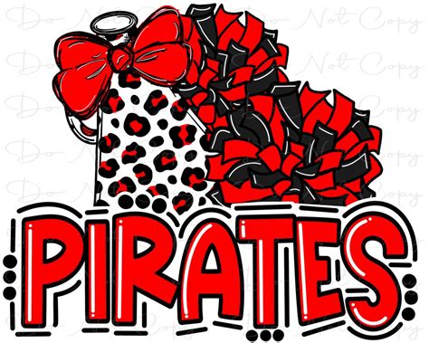 PIRATES Cheer Pompoms Megaphone Mascot Doodle Letters - Etsy