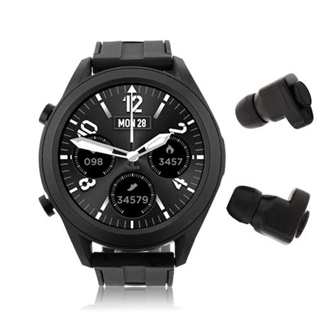 Active Pro Smart Watch with Built-in Bluetooth Earbuds - Black