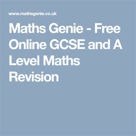 Maths Genie - Free Online GCSE and A Level Maths Revision | Math, Gcse ...