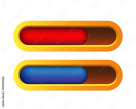 Health and mana bar. Game health and mana scale. Mana points and health points. 3d Vector ...