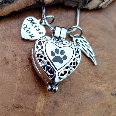 Paw Print Pet Memorial Urn Necklace | Pet Ash Necklace | Pet Urn Jewelry | Pet Cremation Jewelry ...