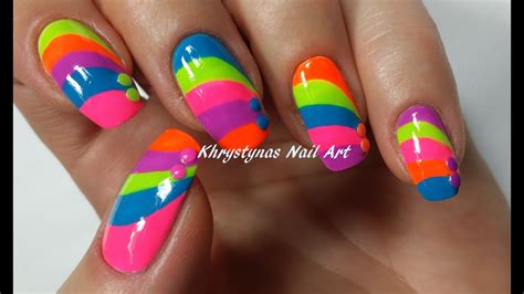 Rainbow Nail Art Tutorial | Freehand DIY - YouTube