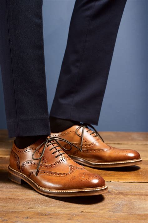 Mens Next Tan Signature Italian Leather Brogue Shoes - Brown in 2023 ...