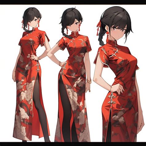 Premium AI Image | Character Anime Concept Elegant Tall Girl With Traditional Chinese Cheongsam ...