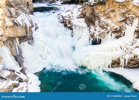 Lower Sunwapta Falls in Winter Stock Photo - Image of canada, canadian ...