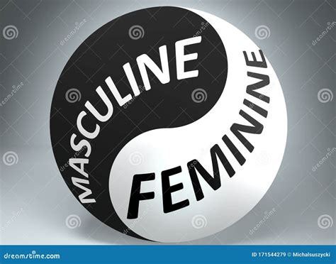 Masculine and Feminine in Balance - Pictured As Words Masculine, Feminine and Yin Yang Symbol ...