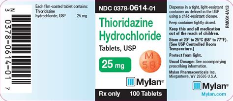 Thioridazine - FDA prescribing information, side effects and uses