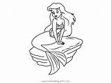 Ariel Sitting On Rock Coloring Page For Kids  Free The Little Mermaid sketch template