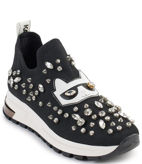 KARL LAGERFELD PARIS Malna Rhinestone Embellished Slip-On Sneakers ...