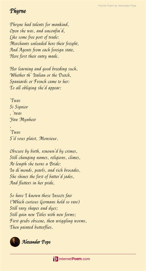 Phyrne Poem by Alexander Pope