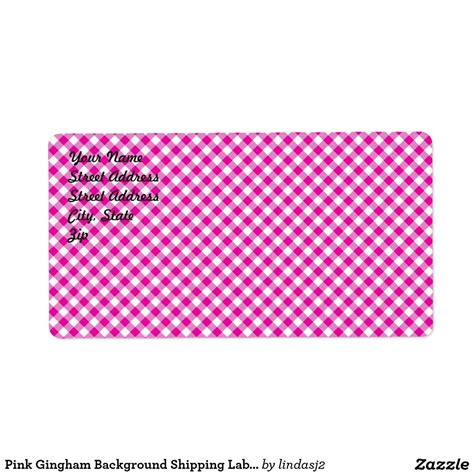 Pink Gingham Background Shipping Label Return Address Stickers, Shipping Label, Pink Gingham ...