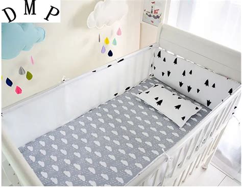 Promotion! 5PCS Mesh infant baby bedding nursery set,cot bedding set bumper crib set Bed Set ...