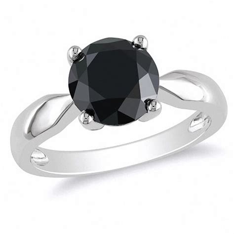 3 CT. Enhanced Black Diamond Solitaire Ring in 10K White Gold | Zales