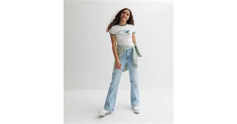 Girls Pale Blue High Waist Flared Brooke Jeans | New Look