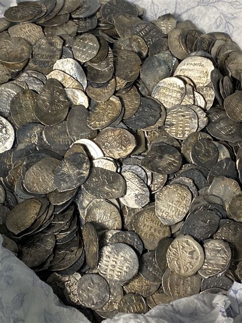 Hoard of Russian silver coins of the Time of Troubles 16-17 Centuries ...