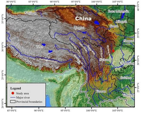 Geomorphologic map of Southwest China, the red point indicats the... | Download Scientific Diagram