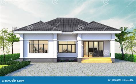 House Thai Style Modern Design and Rendering Stock Illustration ...