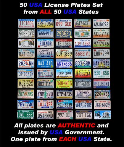 50 UNITED STATES LICENSE PLATES SET NUMBER TAG USA LOT DECORATION ...