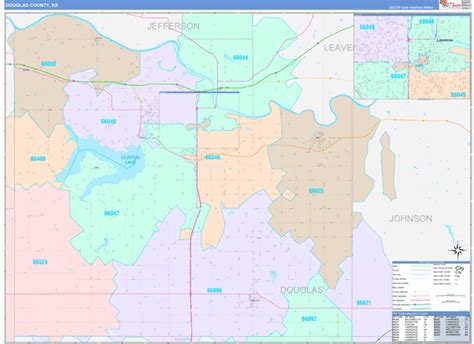 Douglas County, KS Wall Map Color Cast Style by MarketMAPS - MapSales