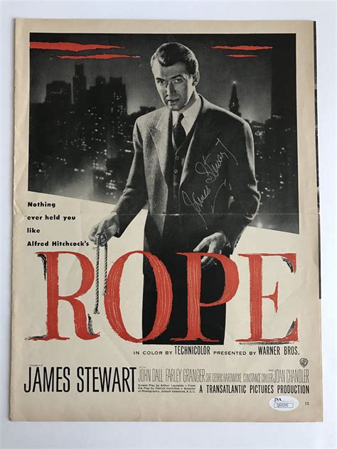 James Stewart Signed "Rope" Poster JSA COA Autograph Jimmy Hitchcock Movie - Inscriptagraphs ...