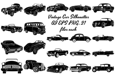 Vintage Car Silhouettes AI EPS PNG By Me and Ameliè | TheHungryJPEG