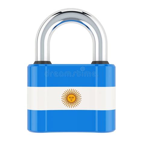 Padlock with Argentinean Flag, 3D Rendering Stock Illustration ...