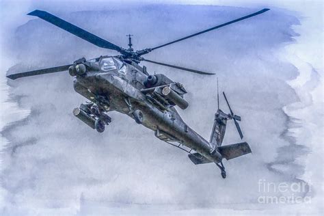 Apache Helicopter Watercolor Digital Art by Randy Steele - Fine Art America