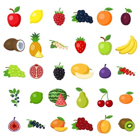 Free Vector | Fruits set on white. fruits including apple, lemon ...