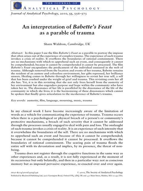 An Interpretation of Babette's Feast | PDF | Psychological Trauma | Unconscious Mind