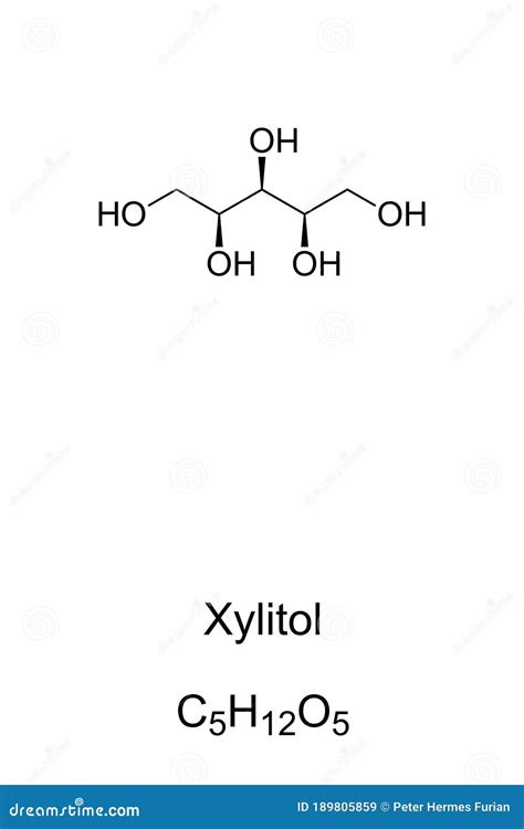 Xylitol, Also Called Xylite, Chemical Structure and Formula Stock ...