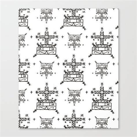 Baron Samedi Voodoo Veve Symbols in White Canvas Print by ElliottDesignFactory - MEDIUM | Baron ...