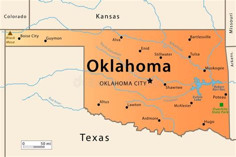 Oklahoma Map stock vector. Illustration of guymon, colorado - 30128073