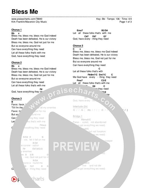 Bless Me Chords PDF (Kirk Franklin / Maverick City Music) - PraiseCharts