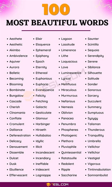 200+ Beautiful Words in English | List of Elegant, Pretty Words • 7ESL | Beautiful words in ...