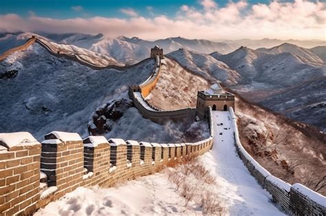 Premium AI Image | The great wall of china in winter