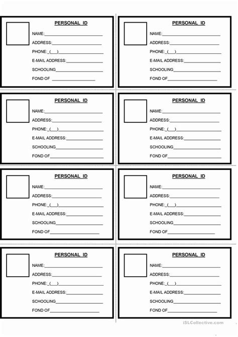 Free Child Id Card Template Beautiful Id Cards Worksheet Free Esl Printable Worksheets… | Id ...